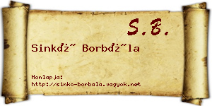 Sinkó Borbála névjegykártya