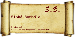 Sinkó Borbála névjegykártya